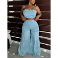 thumbnail image 1 of Women's Smocked Bandeau Top and Wide-Leg Pants Set with Ruffle Detail, 1 of 6