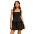 thumbnail image 1 of Women's Smocked Frill Cami Mini Dress with Tiered Ruffles and Stretch Polyester 100% Fabric for Summer Occasion, 1 of 12