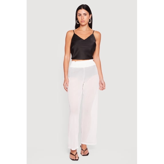 Women's Smocked High Waisted Mesh Pants