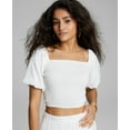 thumbnail image 1 of Women's Smocked Puff Sleeve Top Cream L, 1 of 1