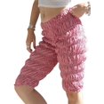 thumbnail image 1 of Women's Smocked Ruched Capri Pants Y2K Tiered Ruffle Bloomers Stretchy Low Waist Cropped Shorts Lounge Bottoms, 1 of 7