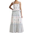 thumbnail image 1 of Women's Smocked Ruffled Square Neck Maxi Dress with Pockets for Everyday Wear Soft Flowing Fit 80% Polyester 20% Cotton, 1 of 9