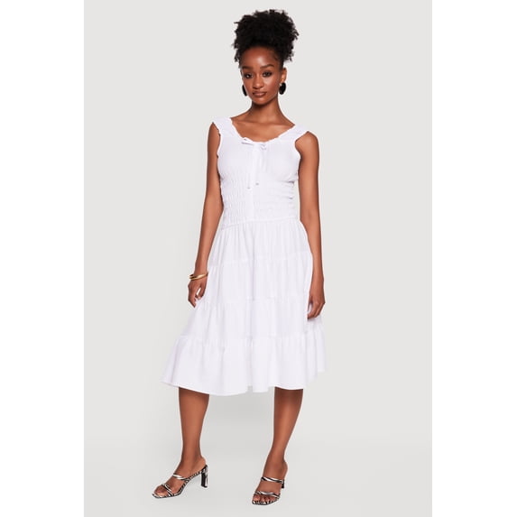 Women's Smocked Tiered Midi Dress