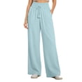 thumbnail image 1 of Women's Smocked Waist Wide Leg Pants Casual Drawstring Trousers With Pockets For Daily Use, 1 of 6