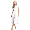 thumbnail image 1 of Women's Smocked Zip Front Cap Sleeve Dress 100% Polyester Sheer Bodice Unlined Easy Fit Everyday Wear Elegant Chic, 1 of 15