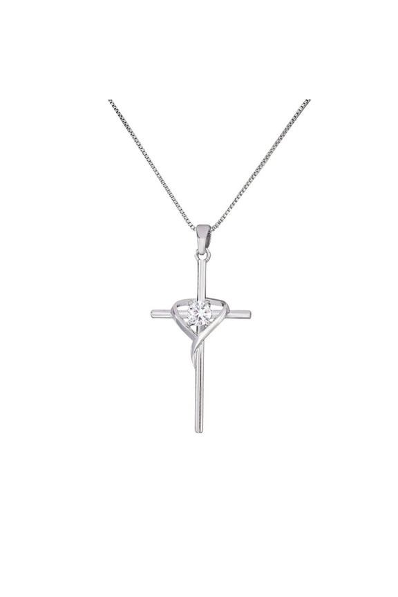 Women's Smooth Cross Pendant Necklace Silver Copper Alloy Jewelry Gift with Box 18-Inch Adjustable Chain