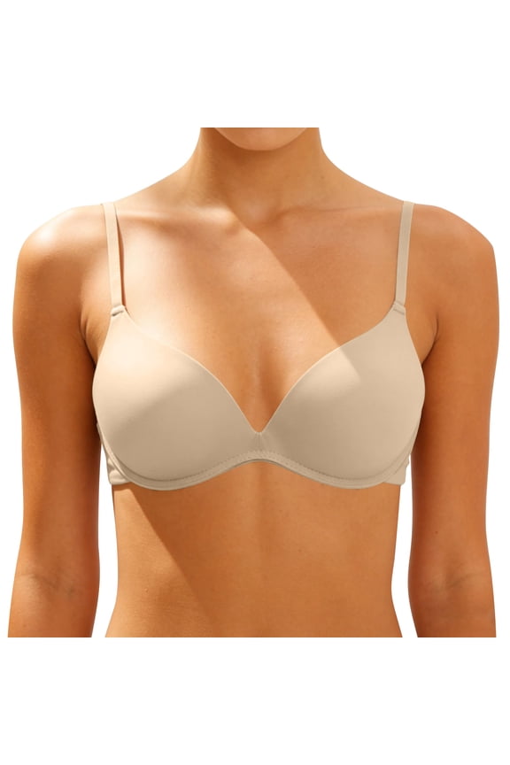 Women's Smooth Surface Push Up Bra Wireless Adjusting Type Seamless Comfortable Breathable for Small Bust, Everyday Wear Lingerie Ultra Soft Both A and B Cups Beige 32A