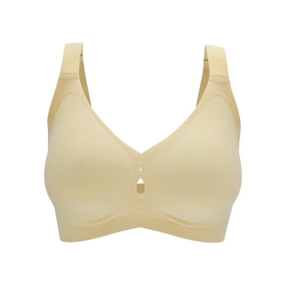 Women's Smooth V Jelly No Underwire Bra, Seamless Plunge T-Shirt Bralette, Everyday Sleep Comfort Bra with Free Bra Extender