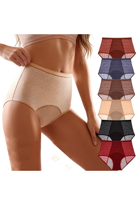 Women's Smoothing Comfort Brief Panties with Rear Lift Women's High Waisted Shaping Briefs with Geometric Texture and Tummy Control Support Wine XS