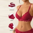 thumbnail image 1 of Women's Smoothing T-Shirt Bra Soft Lace Bra Red XXL, 1 of 7