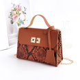 thumbnail image 1 of Women's Snake Print Color Block Chain Crossbody Bag Mini Top Handle Satchel With Gold Lock Clasp Pu Leather Handbag Elegant Travel Fashion Purse, 1 of 2