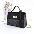 thumbnail image 1 of Women's Snake Print Color Block Chain Crossbody Bag Mini Top Handle Satchel With Gold Lock Clasp Pu Leather Handbag Elegant Travel Fashion Purse, 1 of 1