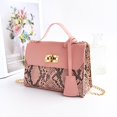 thumbnail image 1 of Women's Snake Print Color Block Chain Crossbody Bag Mini Top Handle Satchel With Gold Lock Clasp Pu Leather Handbag Elegant Travel Fashion Purse, 1 of 3