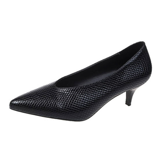 Women's Snake Print Kitten Heel Pumps Pointed Toe Low Heel Dress Shoes Slip On Party Office Shoes Comfortable Work Shoes Black 39