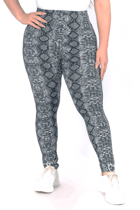 Women's Snakeskin Print Peach Skin Leggings - PLUS SIZE