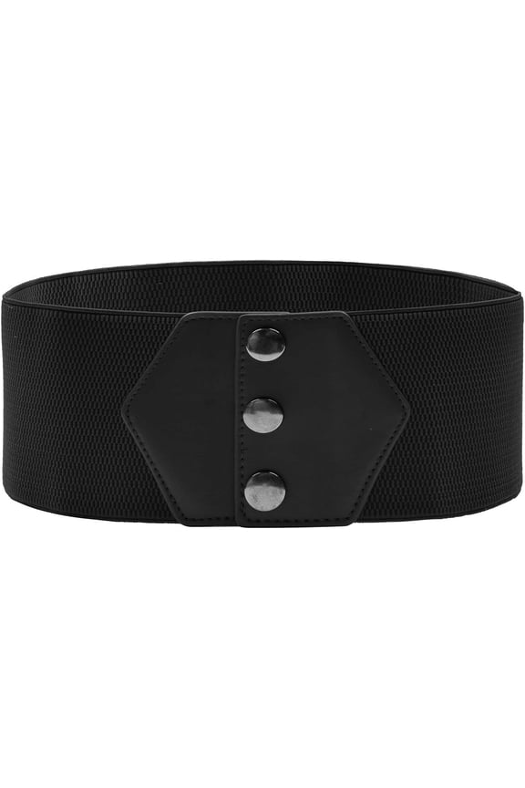 Women's Snap-Button Corset Belt Wide Elastic Belts for Dress Stretchy Waistband