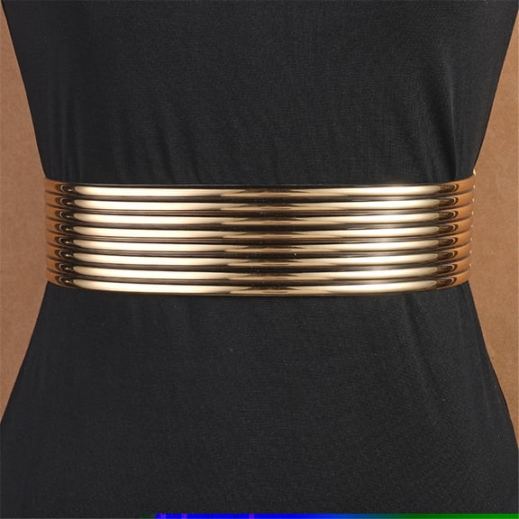 Women's Snap-Button PU Corset Waist Belt Wide Elastic Belts for Dress Stretchy Waistband