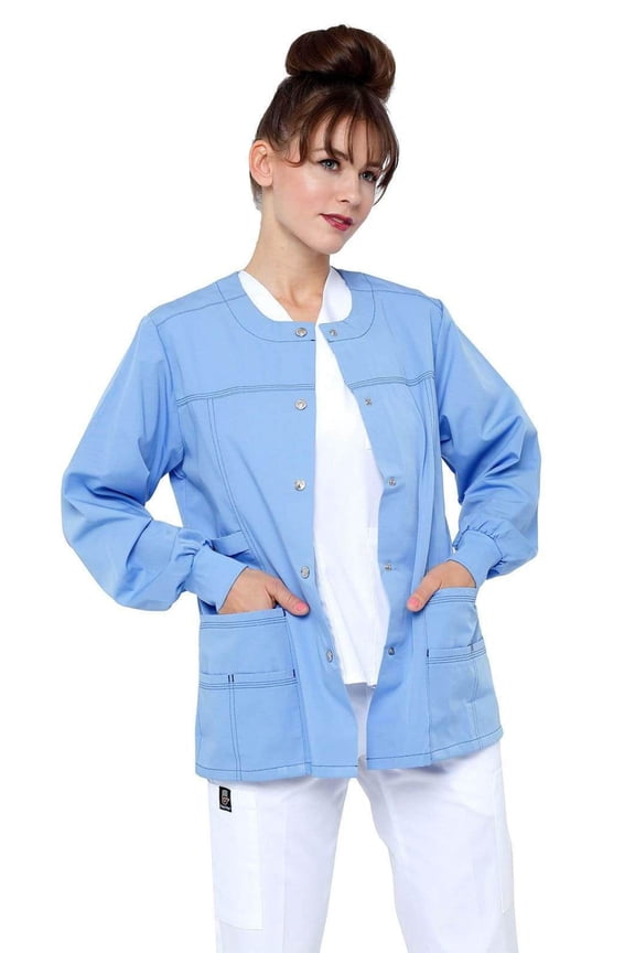 Women's Snap Jacket Warm Up Uniform Scrub