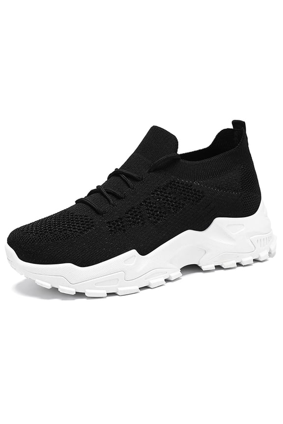 Women's Sneakers Breathable Plus Size Shoes Minimalist Flats With Thick Sole Shock Absorbing Mesh Black 40