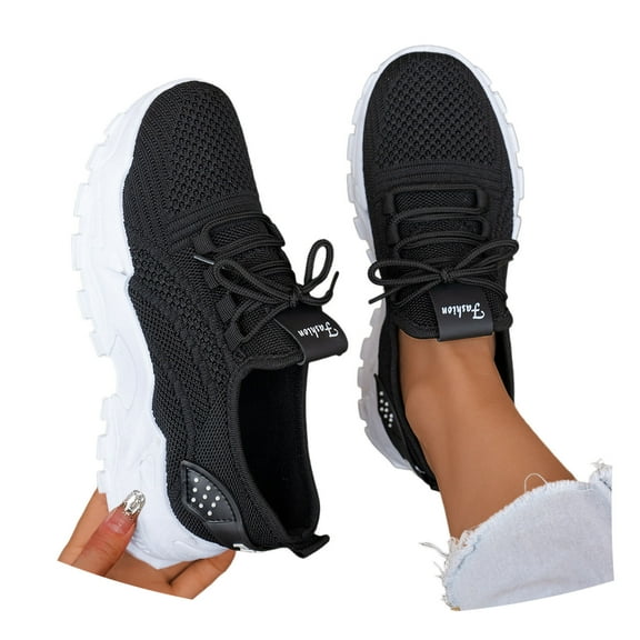 Women's Sneakers Foreign Trade Flying Weaving Mesh Breathable Soft Bottom Round Head Sneakers for Various Activities