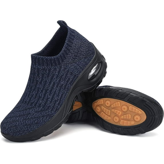 Women's Sneakers Sport Shoes Sock Sneakers Slip on Mesh Air Cushion Comfortable Wedge Easy Shoes Platform Loafers