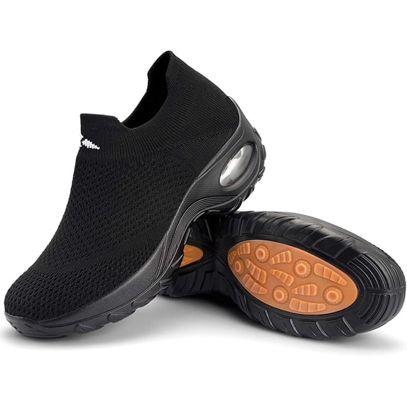 Women's Sneakers Sport Shoes Sock Sneakers Slip on Mesh Air Cushion Comfortable Wedge Easy Shoes Platform Loafers