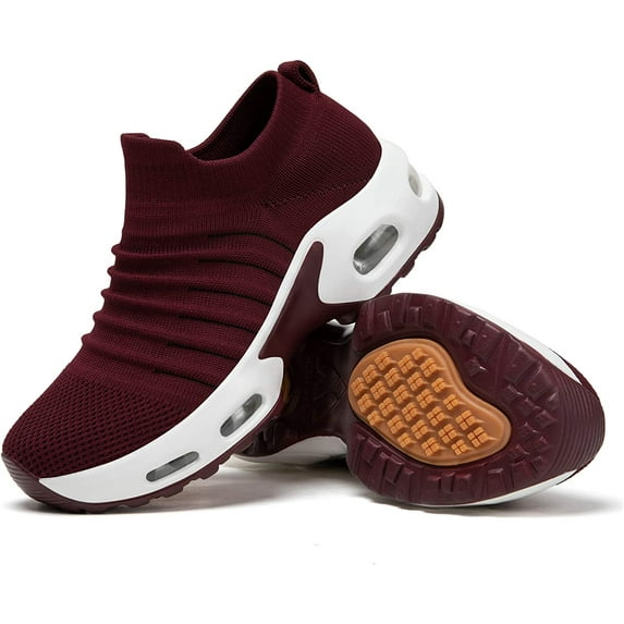 Women's Sneakers Sport Shoes Sock Sneakers Slip on Mesh Air Cushion Comfortable Wedge Easy Shoes Platform Loafers