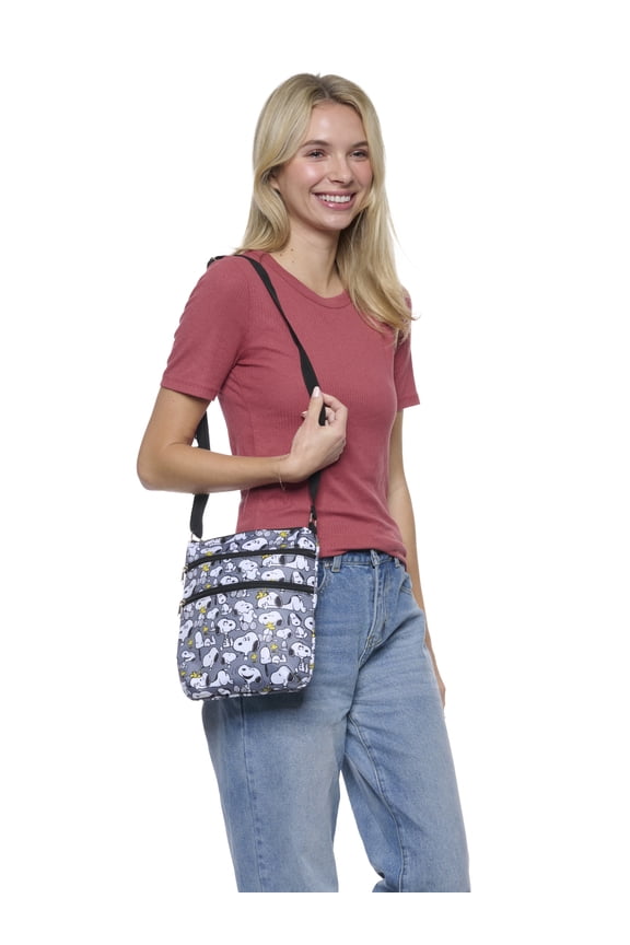 Women's Snoopy Passport Bag Travel Crossbody Purse Woodstock Passport Bag Gray