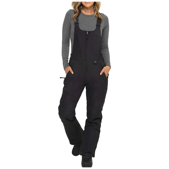 Women's Snow Bibs Ski Waterproof Insulated Overalls Ripstop Snowboard Pants Winter Sleeveless Jumpsuit
