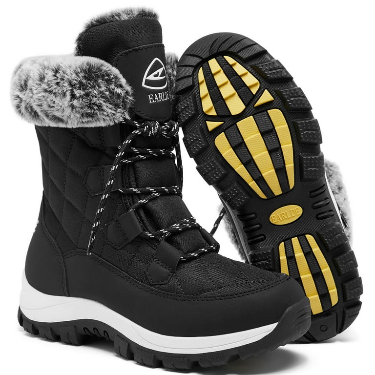 Women's Snow Boot With Waterproof Lace Up Mid-Calf Outdoor Winter