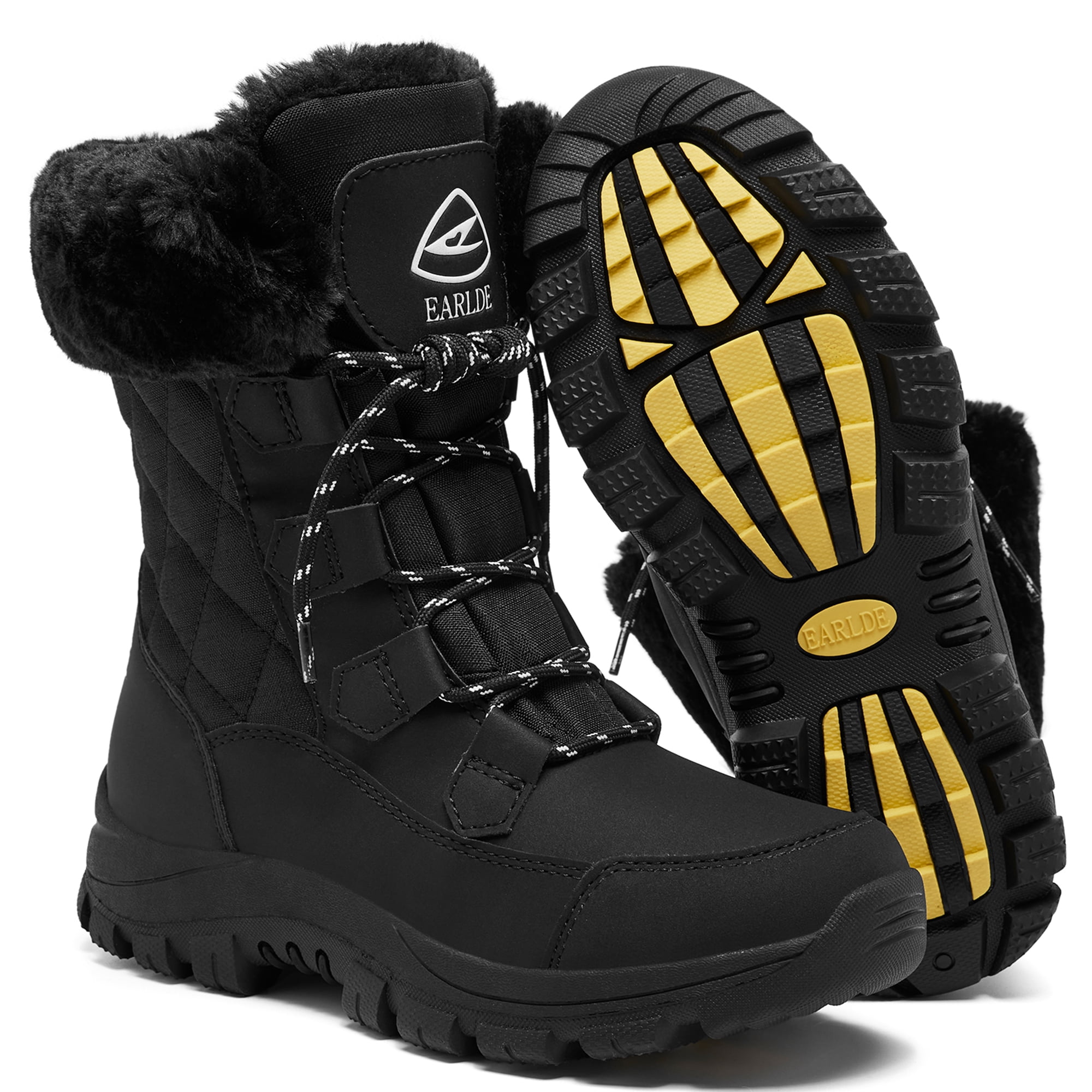 Women’s Snow Boot With Waterproof Lace Up MidCalf Outdoor Winter Deep