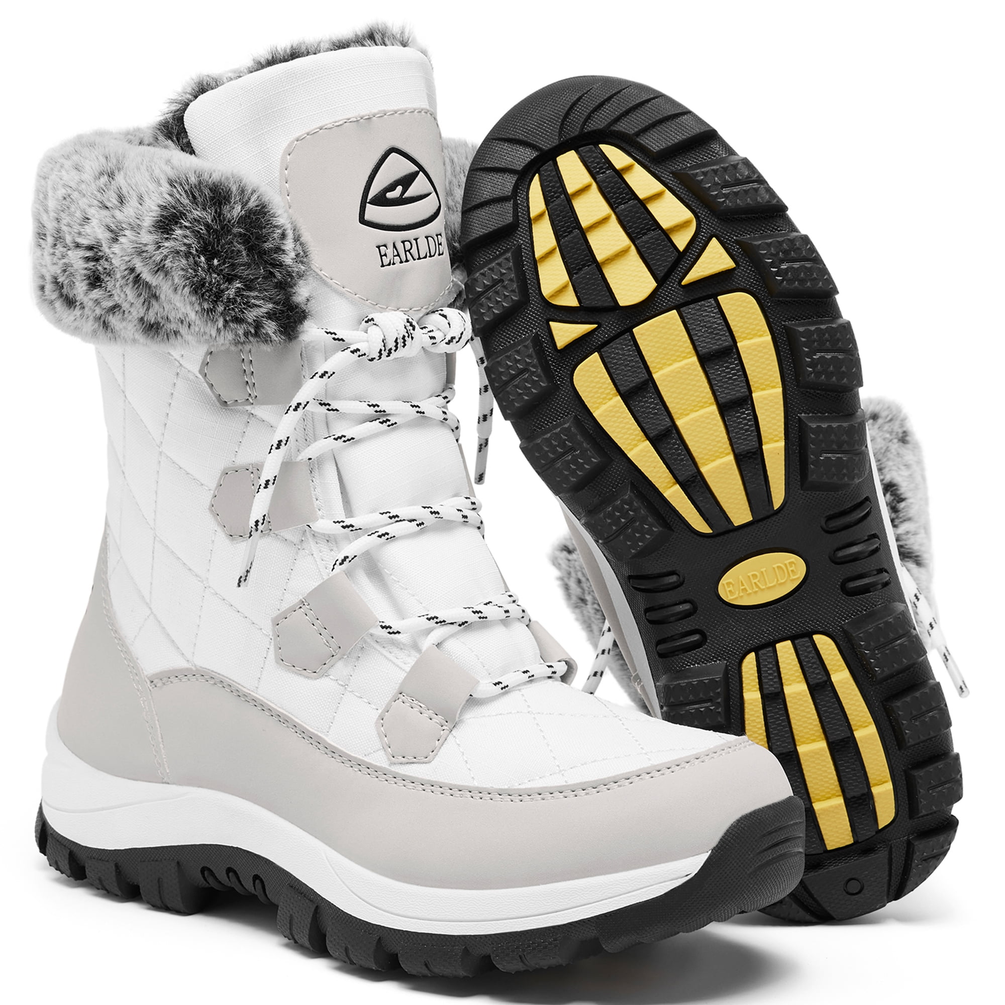 Women’s Snow Boot With Waterproof Lace Up Mid-Calf Outdoor Winter Deep ...