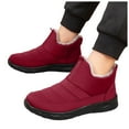 thumbnail image 1 of Women's Snow Boots Casual Slip on Winter Walking Shoes Warm Furry Lined Comfy Antislip Soft Sole Ankle Booties Red Size 7, 1 of 6