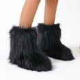 Women's Snow Boots Fluffy Furry Round Toe Suede Winter Faux Fur Boots