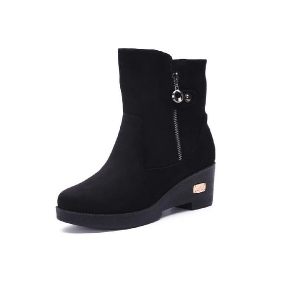 Women's Snow Boots Warm Fur Lined Ankle Boots Slip Resistant Outdoor Boots Lightweight Comfortable Casual Boots Black 7.5 US