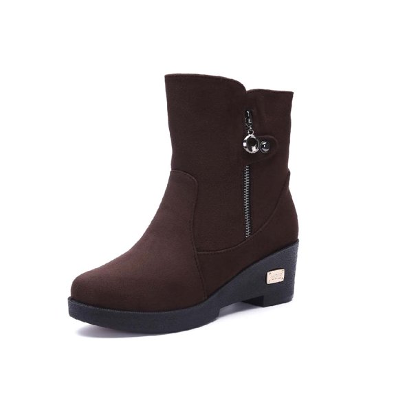 Women's Snow Boots Warm Fur Lined Ankle Boots Slip Resistant Outdoor Boots Lightweight Comfortable Casual Boots Brown 7.5 US