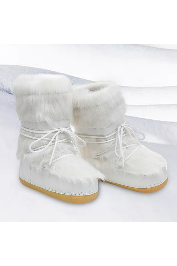 Women's Snow Boots, Warm Lined White Ski Boots, Nonslip Long Boots, Water Resistant, Thick Soled, Fashion for Ladies , Style A 39-40