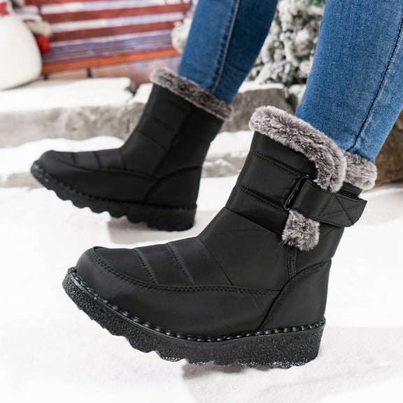 Women's Snow Boots | Waterproof Faux Fur Lined | Warm Cozy Winter Booties | Anti-Slip Sole | Stylish Outdoor Shoes