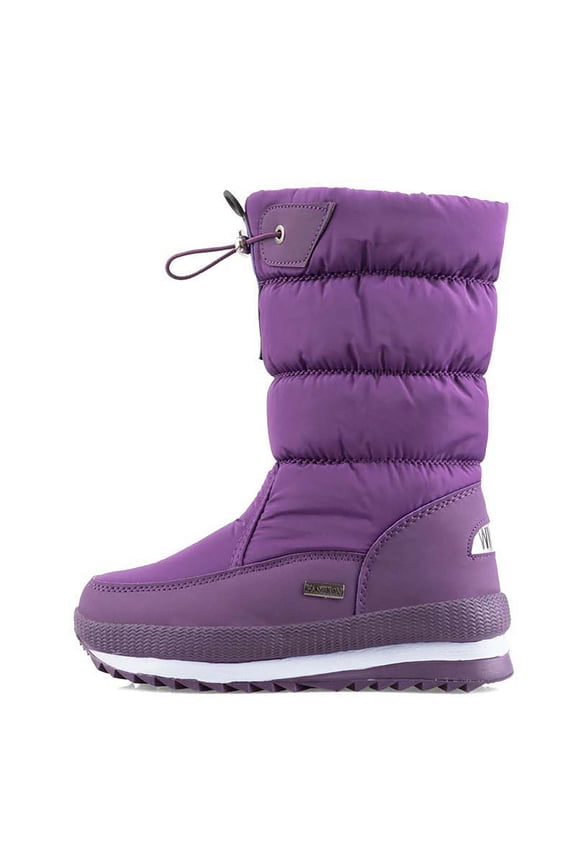 Women's Snow Boots - Winter Solid Color Thick Sole Protective On Footwear for Comfort and Style