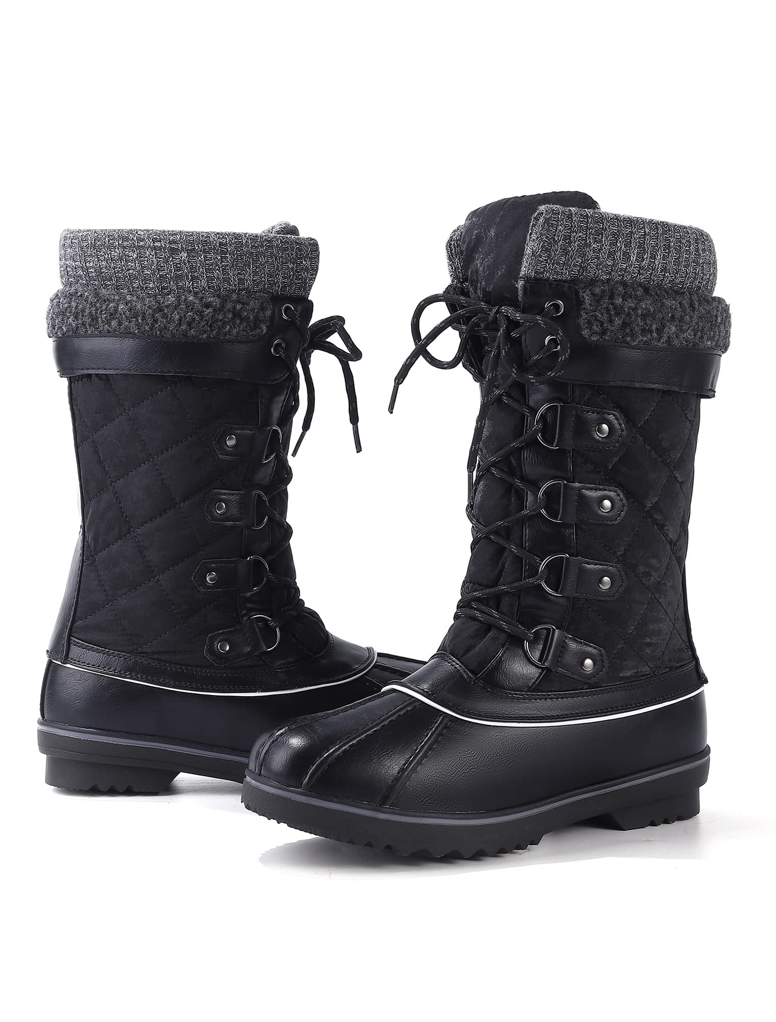 black slip on duck boots