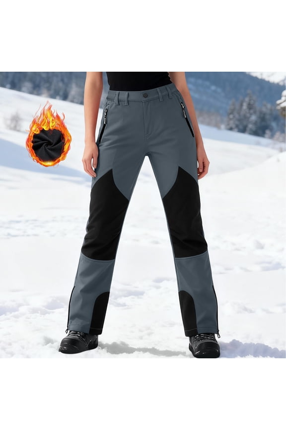 Women's Snow Pants, Windproof Waterproof Insulated Fleece Lined Thermal Ski Outdoor Hiking Snowboard Pants Gray M