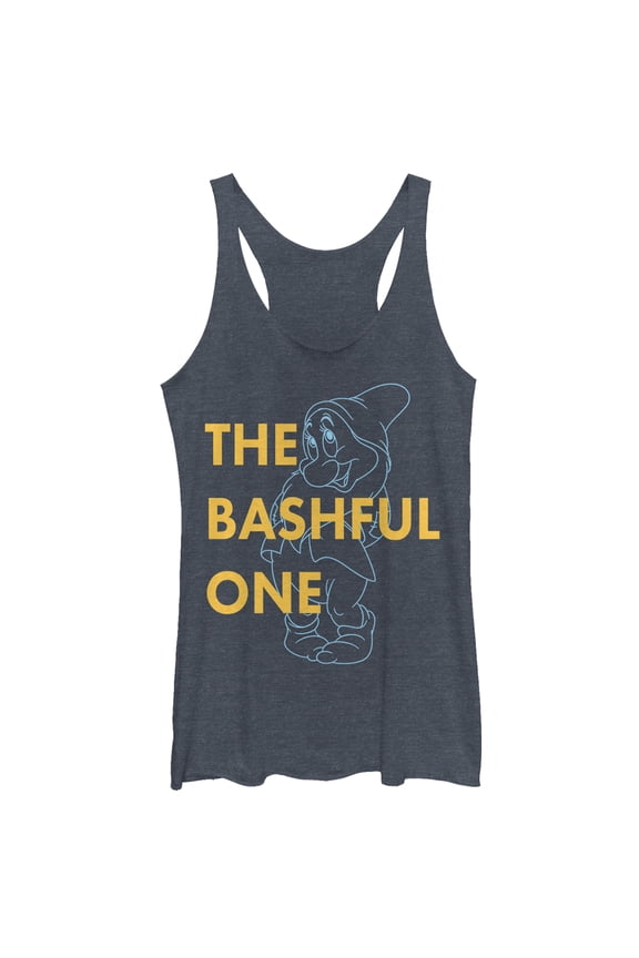 Women's Snow White and the Seven Dwarfs Bashful One Racerback Tank Top Navy Blue Heather Small