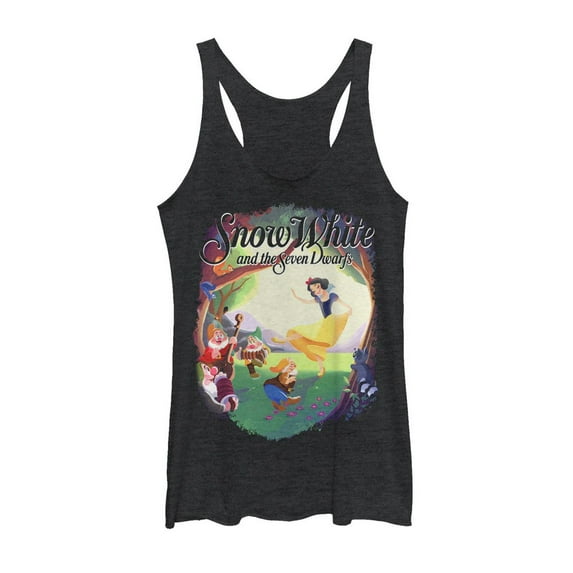 Women's Snow White and the Seven Dwarfs Dance Scene Racerback Tank Top Black Heather Medium