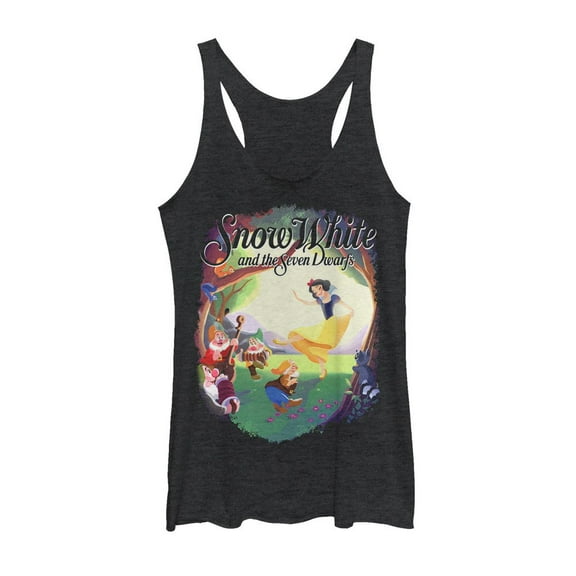 Women's Snow White and the Seven Dwarfs Dance Scene Racerback Tank Top Black Heather Medium