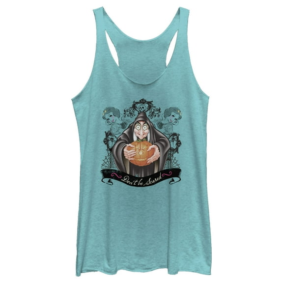 Women's Snow White and the Seven Dwarfs Evil Queen Pumpkin Racerback Tank Top Tahiti Blue X Small