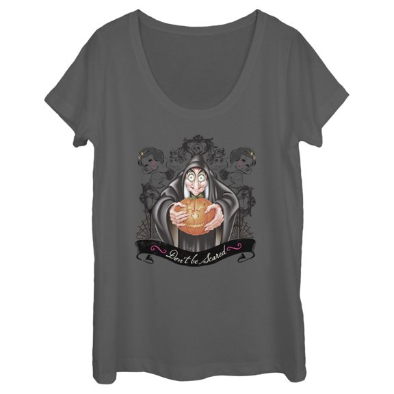 Women's Snow White and the Seven Dwarfs Evil Queen Pumpkin Scoop Neck Charcoal Medium