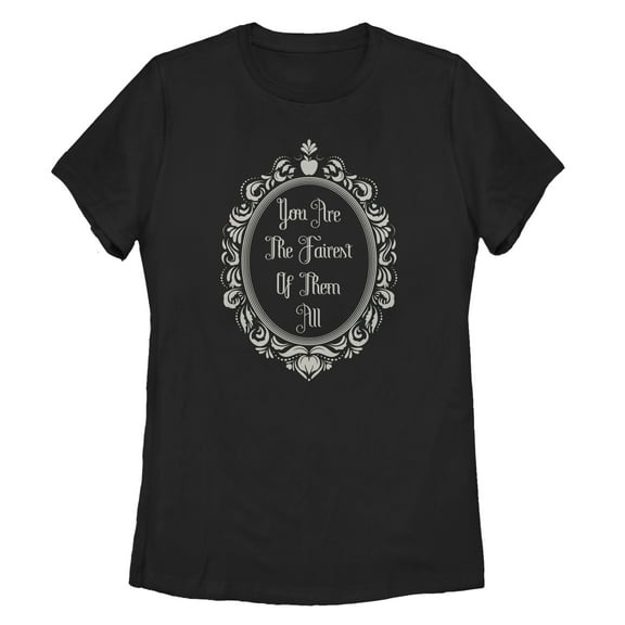 Women's Snow White and the Seven Dwarfs Fairest Mirror  Graphic Tee Black Small