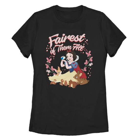 Women's Snow White and the Seven Dwarfs Fairest Princess Graphic Tee Black Medium