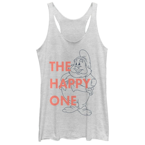 Women's Snow White and the Seven Dwarfs Happy One Racerback Tank Top White Heather X Large