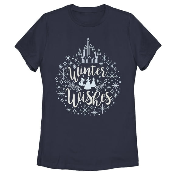 Women's Snow White and the Seven Dwarfs Princesses Winter Wishes Graphic Tee Navy Blue Small